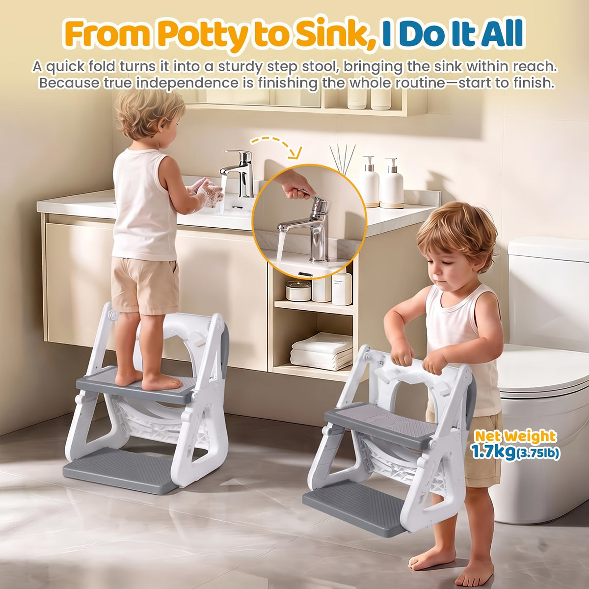 2-in-1 Potty Training Toilet Seat With Step Stool For Toddlers, Adjustable Height Anti-Slip Pad & Splash Guard, Potty Chair Kids Boys Girls, Cheap Supplies - product image 9
