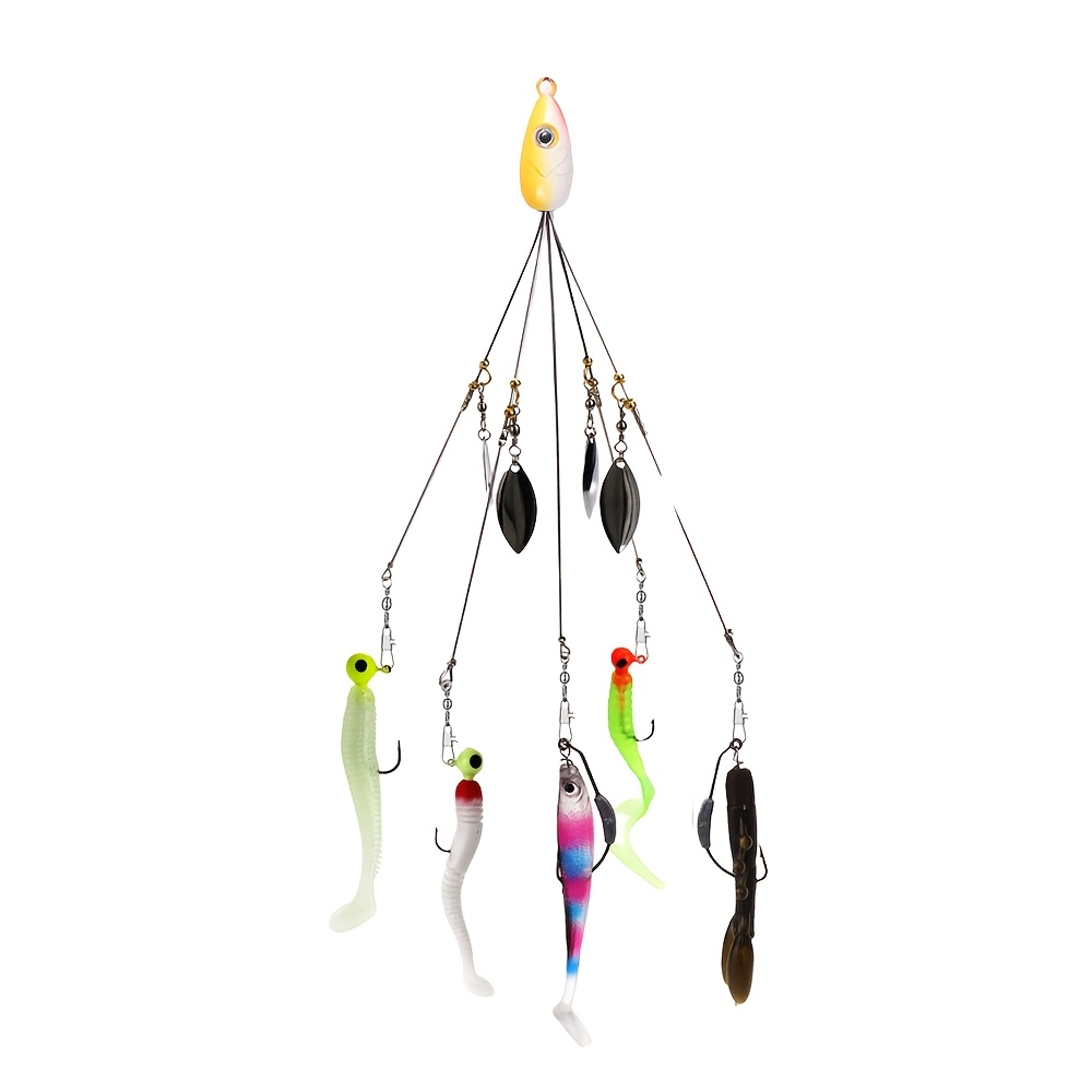 Alabama Umbrella Rig Fishing Lure Set 7 Pack | 5-Arm Multi-Head Bass Lure with Ultralight Tripod Frame, Beginner Friendly Swimbait Rig for Bass Walleye - product image 3