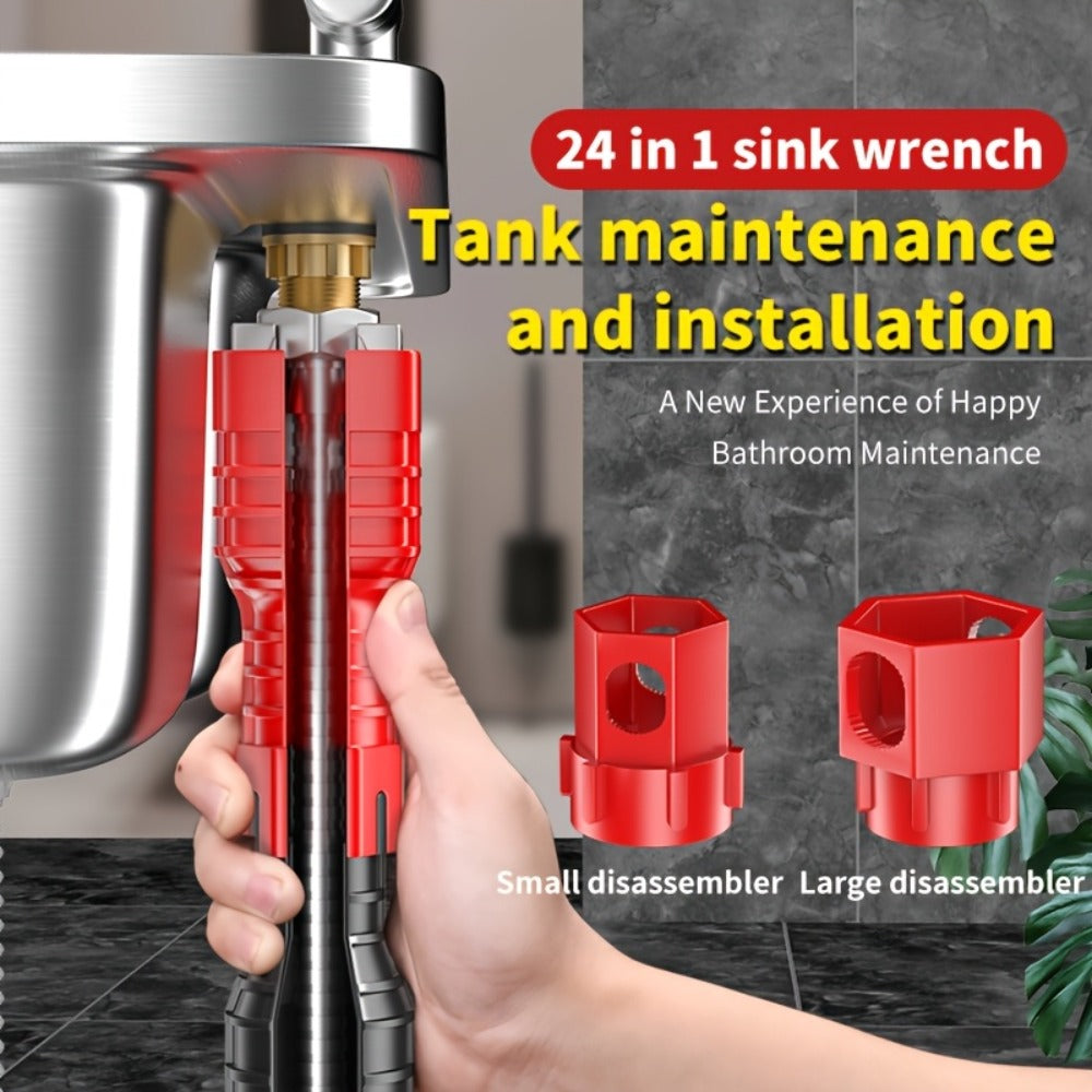 Sink Wrench Kit 18-in-1 Plumbing Tool Set - Universal Faucet Basin Wrench for Tight Spaces, Non-Slip Ergonomic Handle, Pipeline Maintenance Tool for Kitchen, Bathroom & Emergency P - product image 6