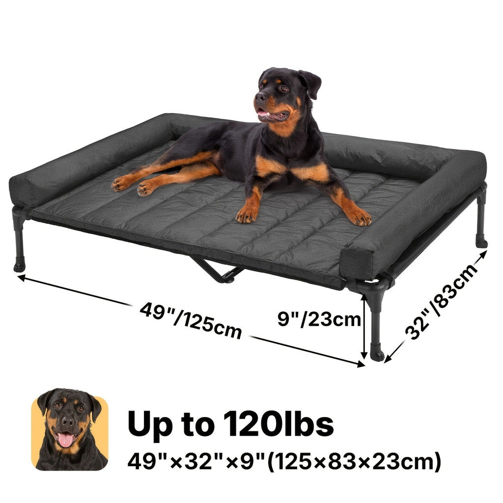 Raised Dog Cot Bed, No-Slip Feet, Breathable Dog Sofa Bed for Indoor & Outdoor Use – Elevated Dog Bed with Cooling Mesh & Removable Bolster Pillow Top Mat - product image 3