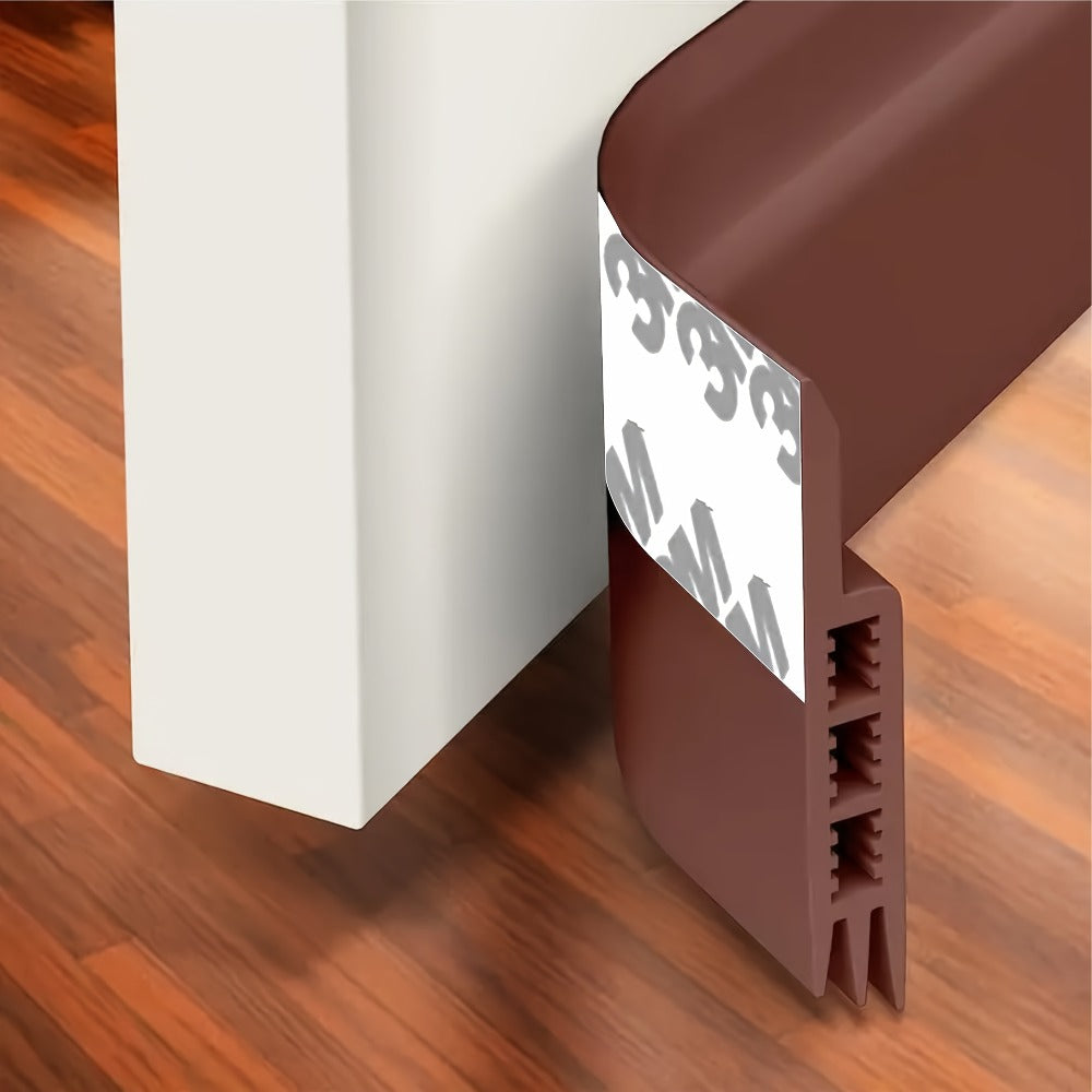Door Draft Stopper Silicone Under Door Sweep Weather Stripping 39 Inch Strong Adhesive 3-Layer Sound Insulation Noise Blocker Energy Saving Seal for Indoor Outdoor Doors White Blac - product image 6