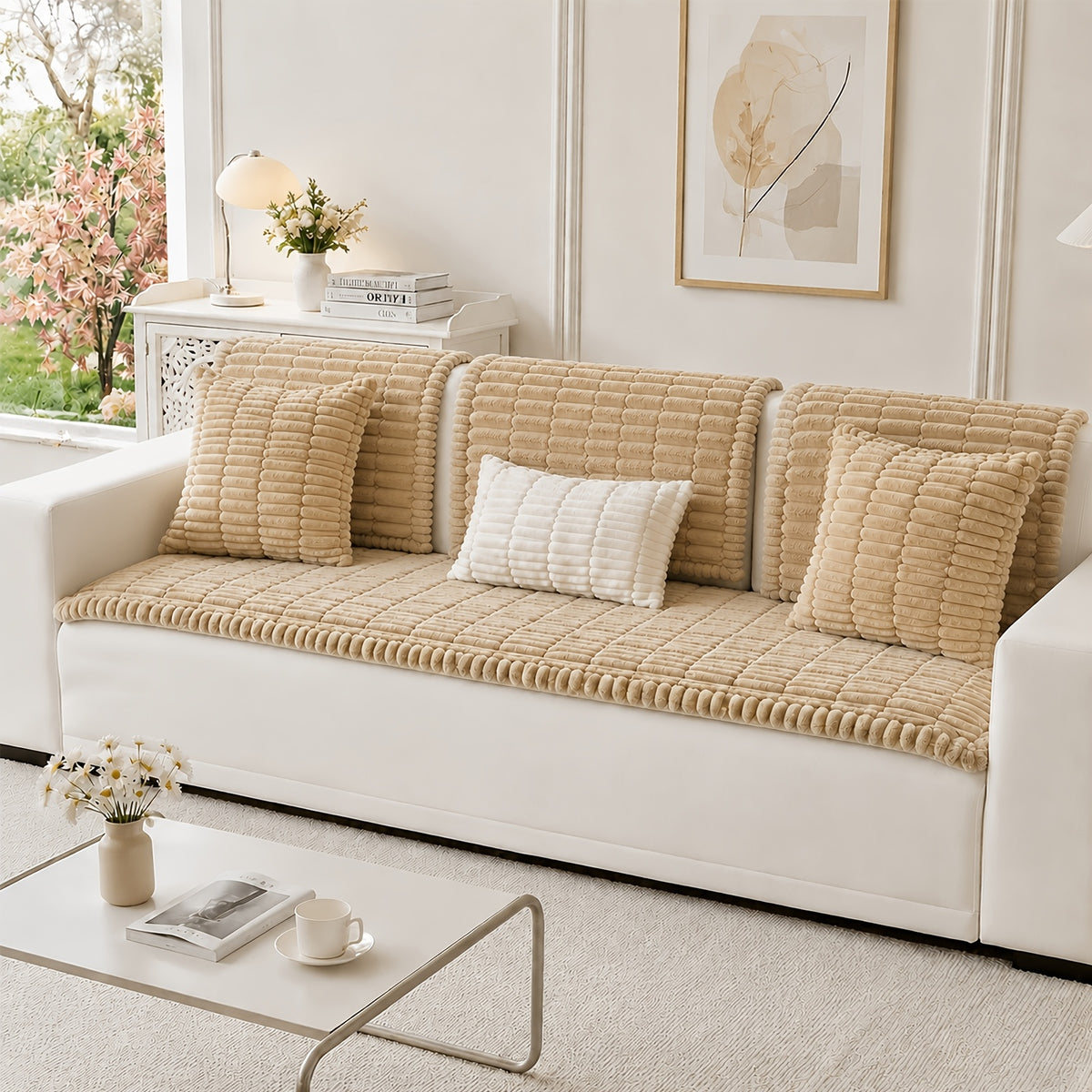 1pc Soft Quilted Thick Sofa Cushion, Bohemian Style Removable Machine Washable Sofa Protector, All Season Pet Friendly 1/2/3/4 Seater Split Sofa Cover - product image 4