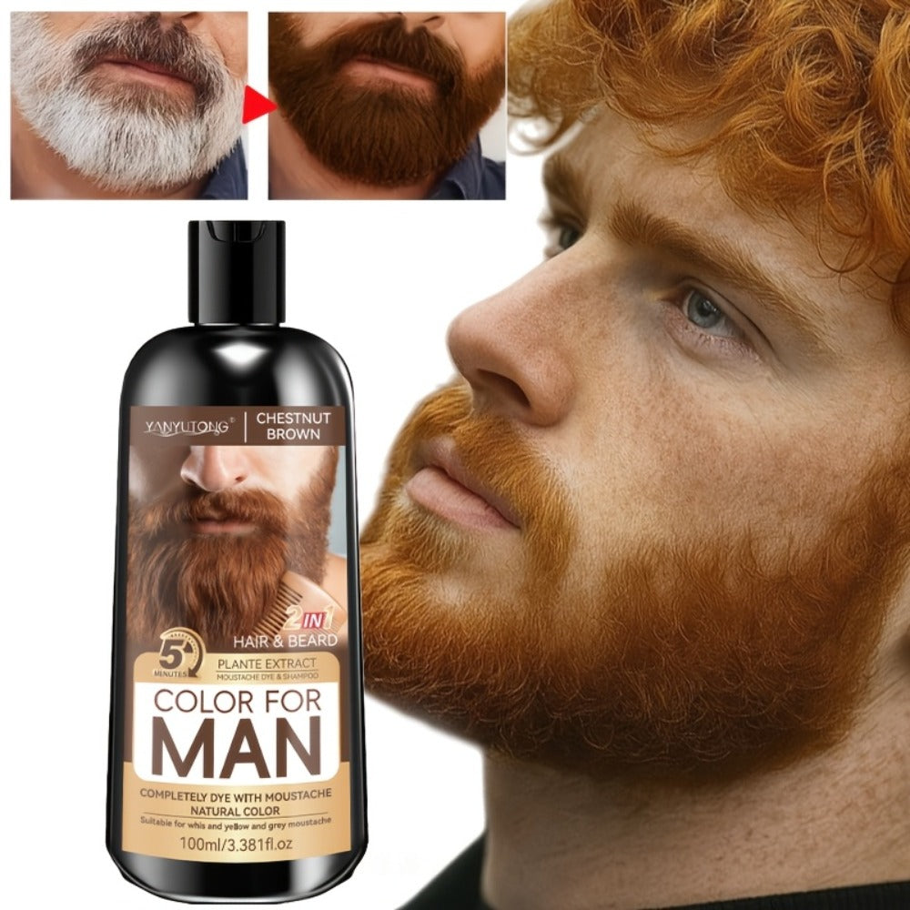 Gray Beard Dye Shampoo for Men 2-in-1 Semi-Permanent Natural Sulfate-Free Formula — Colors & Conditions in One Step, Fast Gray Coverage for Beard Sideburns & Hair, Black Brown Ches - product image 6