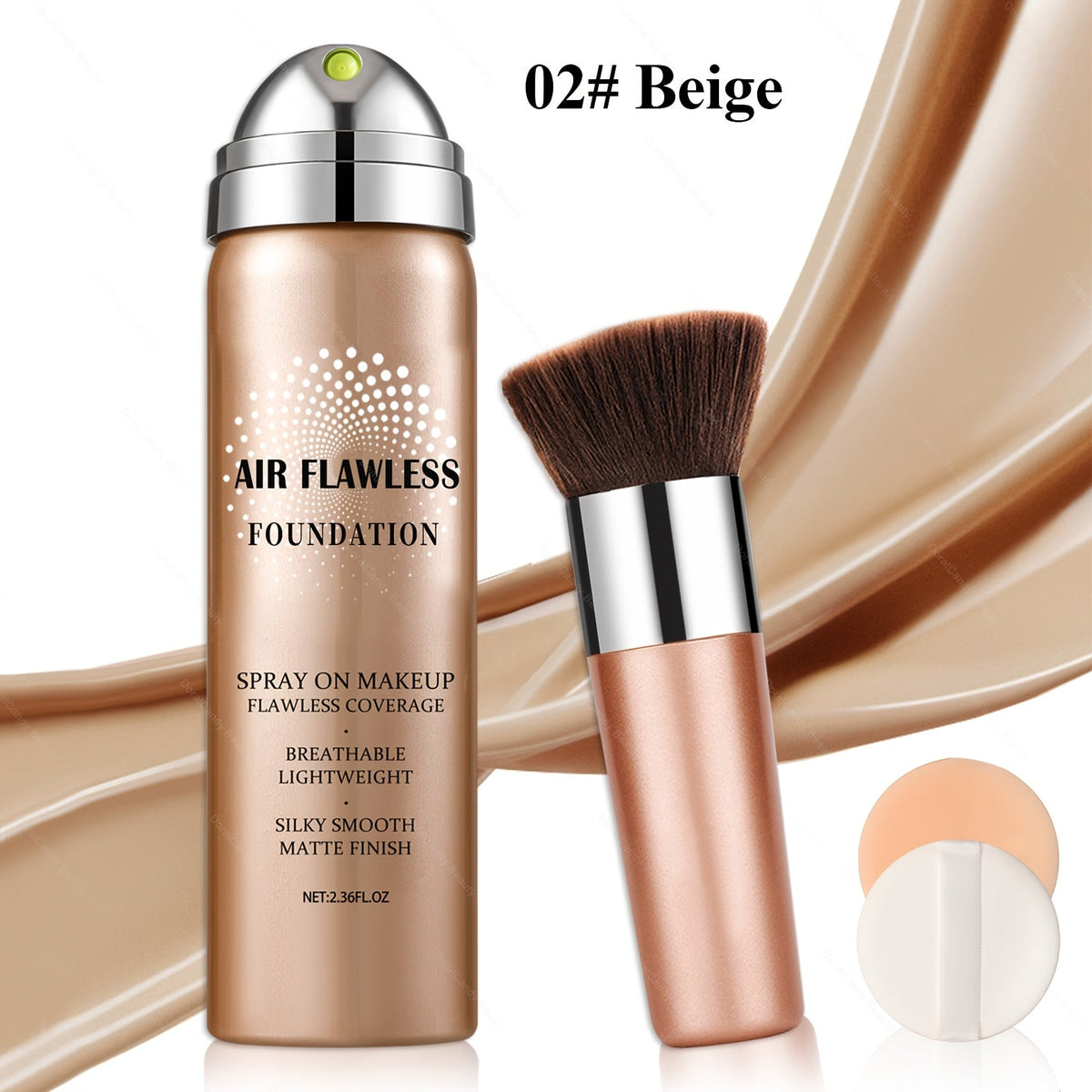 Full Coverage Liquid Foundation Airspray Kit Buildable Formula 6 Shades - Natural Beige Nude Porcelain Tan Medium Long-Lasting Natural Satin Finish, Daily Party Makeup with Puff Ap - product image 15