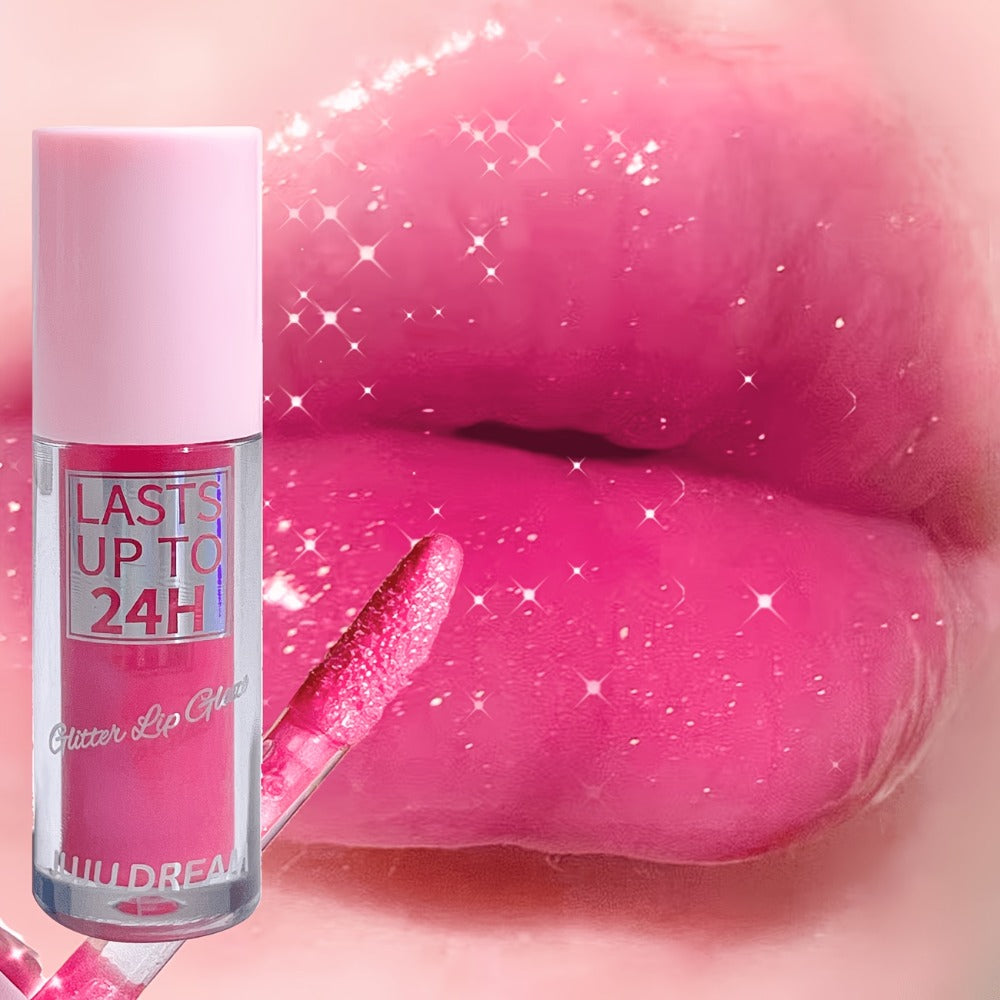 24H Waterproof Glitter Lip Gloss & Lip Stain Set 3PCS – Moisturizing Lip Oil Formula, Long-Lasting Smudge-Proof Glitter Shine in Berry Coral Pink Red Shades for Women All Skin Tone - product image