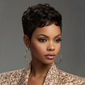 Short Wavy Pixie Cut Wig with Bangs Bold Colors Synthetic 4 Inch Heat Resistant for Women | Dark Brown Deep Purple Burgundy | Daily Wear Cosplay Party - product image 9