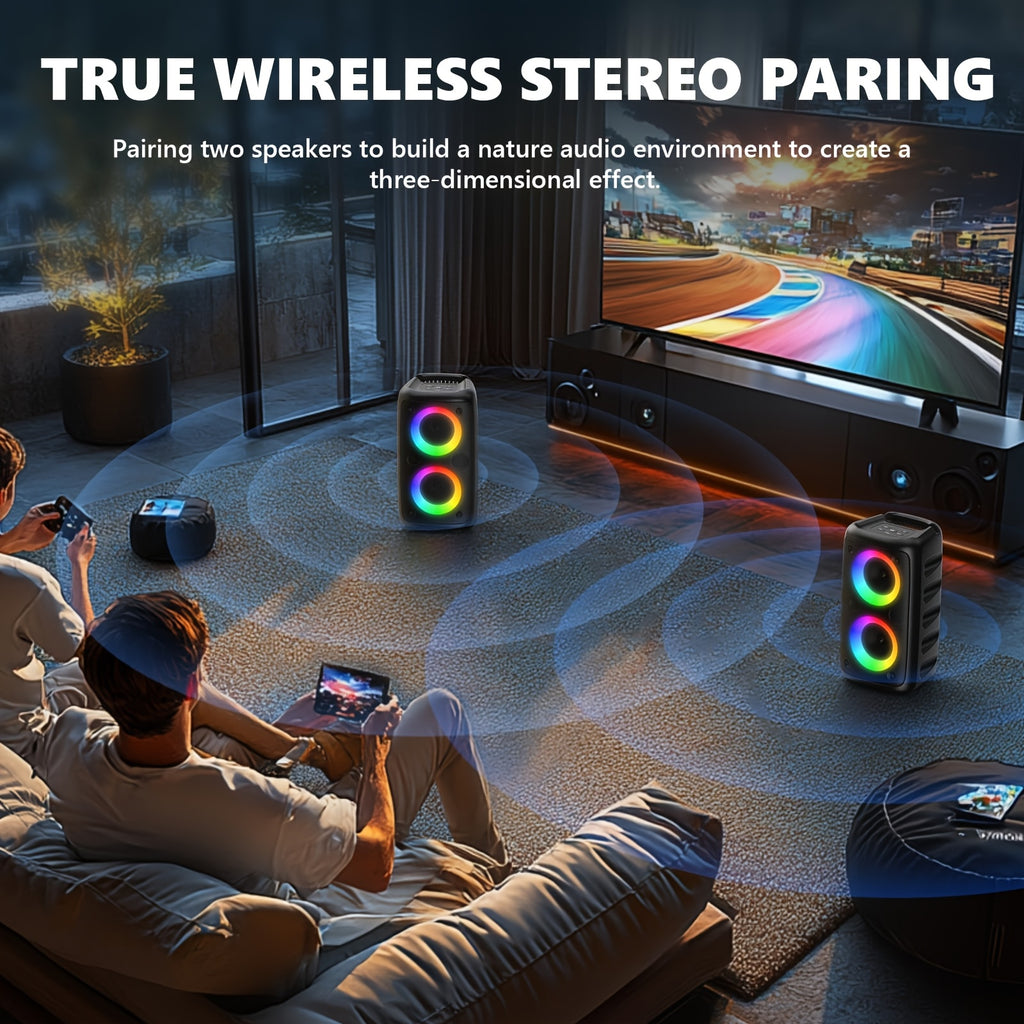 Bluetooth speaker, wireless speaker, karaoke machine with 1 wired microphone or 1 wired microphone+1 wireless microphone, adult portable speaker, PA system - product image 9