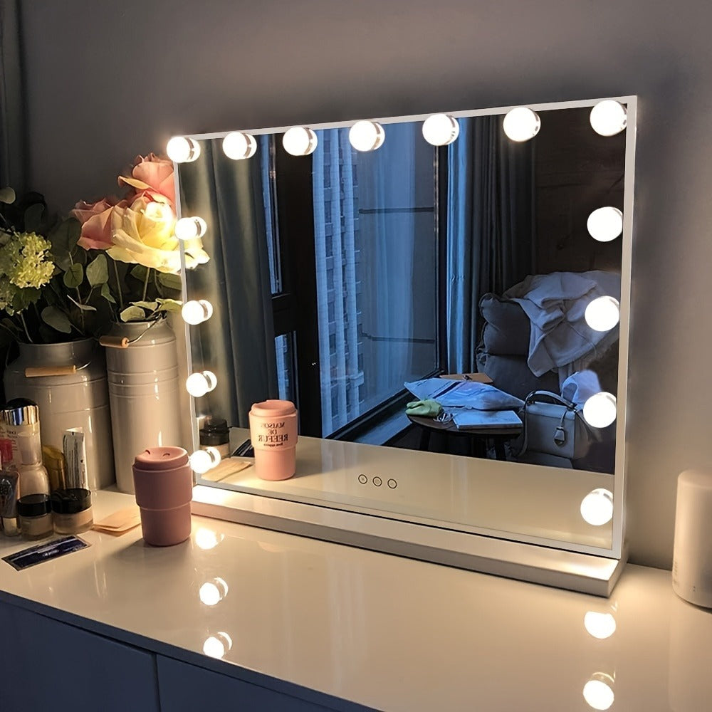 Hollywood Vanity Mirror with Lights – 15 LED Bulbs, 3 Color Modes, Dimmable Brightness, 23x18 Inch, USB & Type-C Charging, Touch Control, Desk & Wall Mount, Metal Frame Makeup Mirr - product image 12
