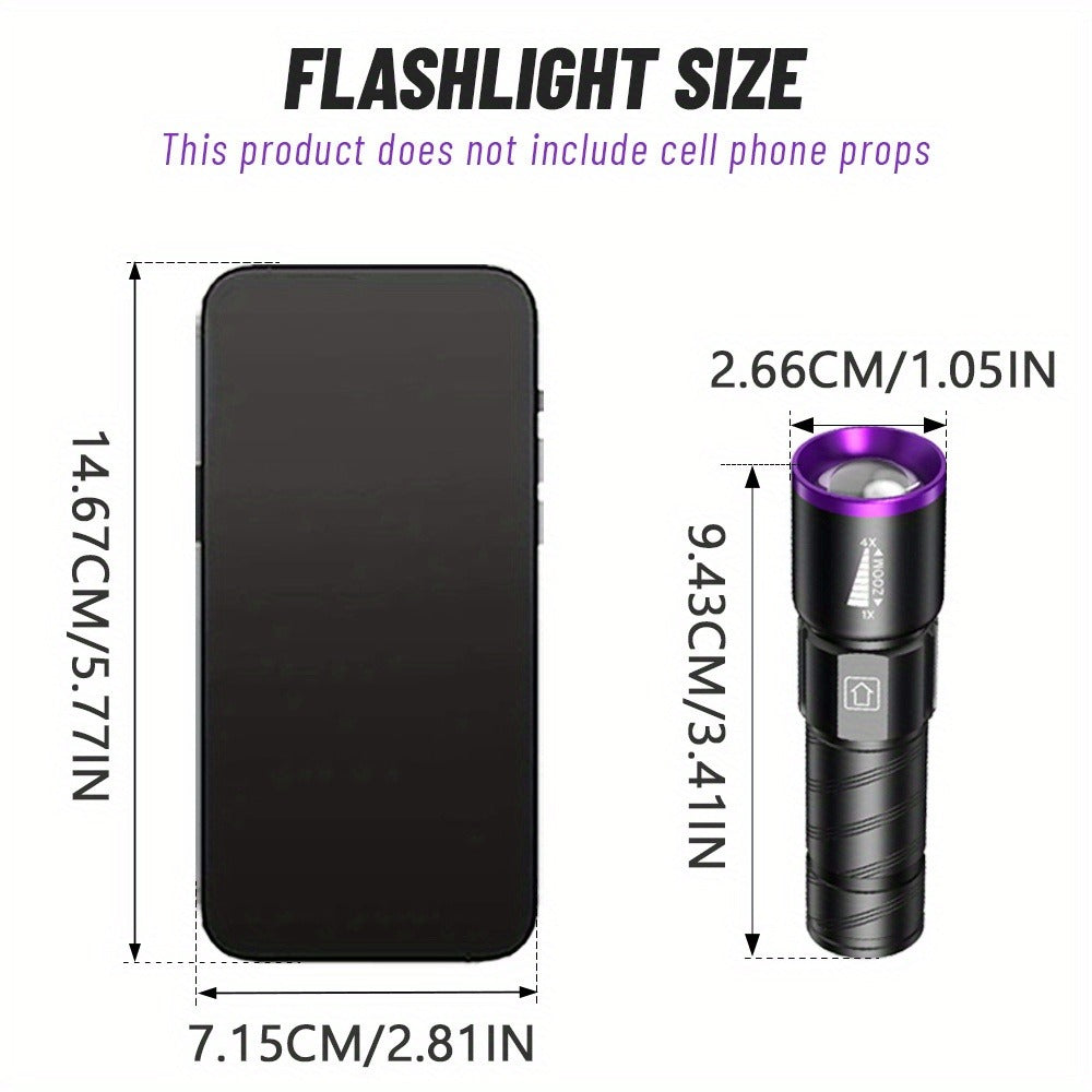 UV Blacklight 2 Pack Rechargeable Portable | Adjustable Brightness & Zoom Ultraviolet Lamp | Scorpion Detection Pet Urine Stain Finder Nail Polish Resin Curing Fluorescent - product image 8