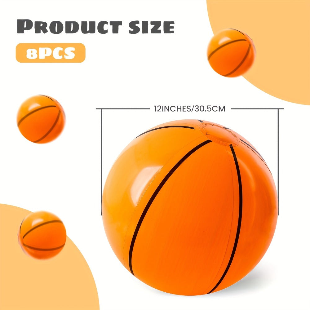 Sports Theme Party Supplies for Kids, Father’s Day Game Night Poolside Fun Bulk Balloon Balls | Inflatable Basketball Beach Ball 8 Pack 12 Inch for Birthday - product image 2