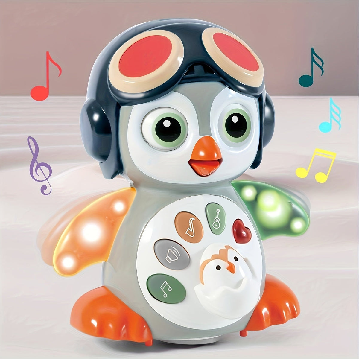 Infant Tummy Time Learning Toy, Sensory Light Up Musical Toy for Babies 6-12 Months, Easter Basket Stuffer & Baby Gift – Interactive Dancing Penguin Baby Toy with Music, Lights & Crawling Motion