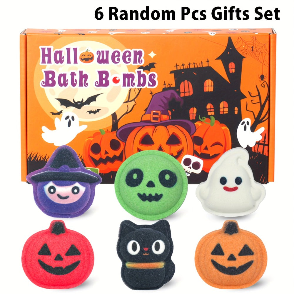 Halloween Bath Bombs Gift Set 5 Pcs Individually Wrapped - Pumpkin Bat Skull Black Cat Shapes Essential Oil Fizzy Bath Salts, Spooky Spa Gift for Women Men Kids, Halloween Party Fa - product image 13