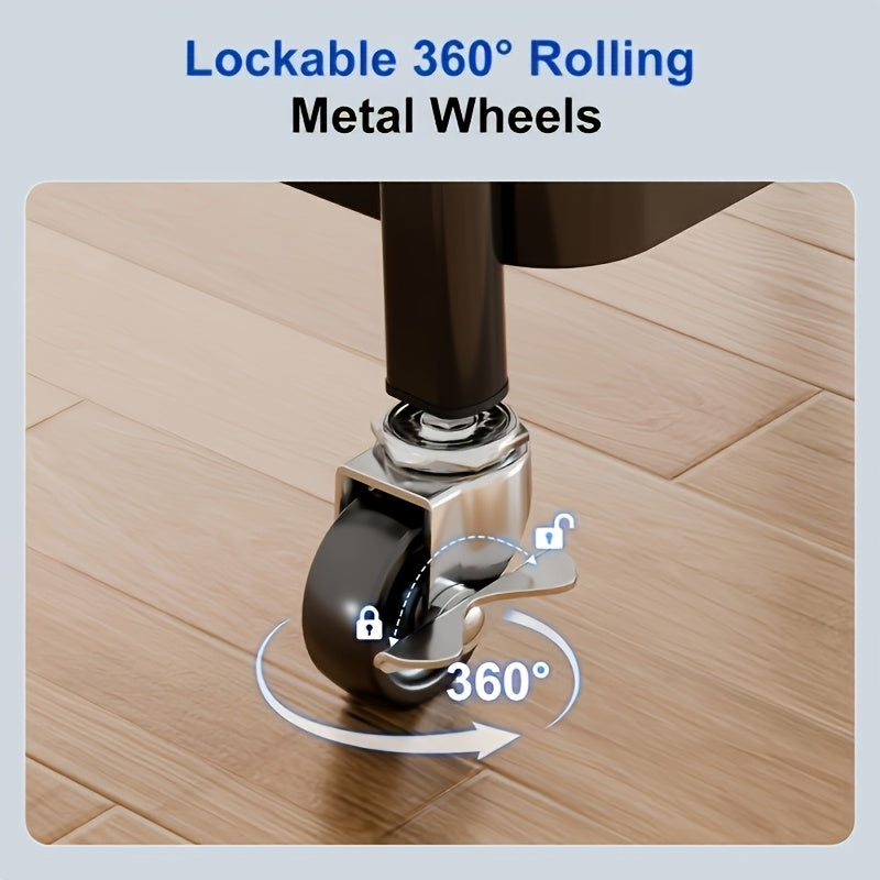 Three-layer Rolling Cart, Multi-functional Metal Storage Rack, Snack Rack, Durable Steel Frame, Portable Wheels, Suitable for Home or Office Use, Office - product image 12