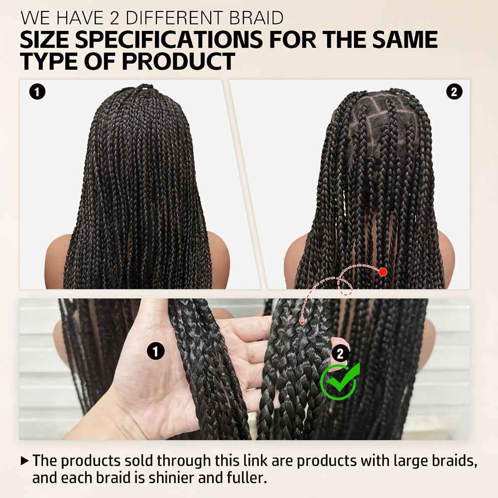 Curly Braid Full Lace Wig 40 Inch Handmade Lace Frontal Natural Black Extra Long Cascading Braids Protective Style for Women | Special Events Weddings Parties - product image 10