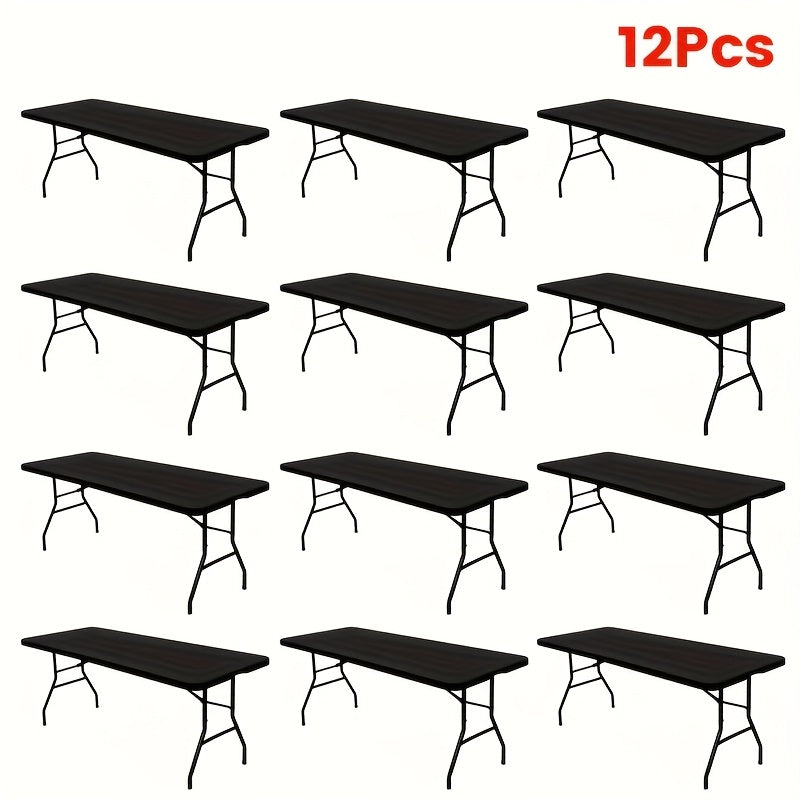 Stretch Table Covers 6Ft Washable Elastic Rectangle Tablecloth for Parties Weddings Picnics Camping, Spandex Polyester Blend, Fits Standard 6 Foot Tables, Set of 3 6 9 or 12, Black - product image 34