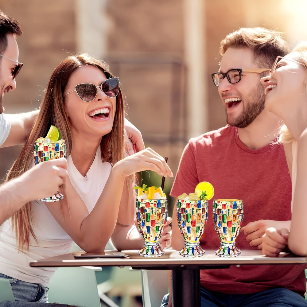 Colorful Geometric Rim Drinking Glasses Set – Shatterproof Wine Glasses for Champagne, Iced Tea & Cocktails – Dishwasher Safe – Perfect Gift for Christmas, Valentine's Day & Partie - product image 7