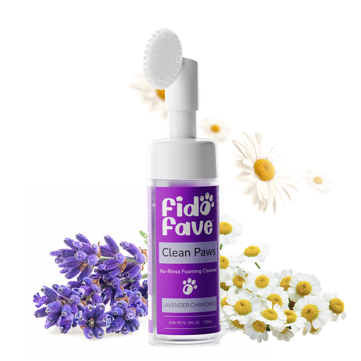 Dog Paw Cleaner No-Rinse with Soft Brush – pH Balanced Paw Wash for Dogs & Cats, 5oz Gentle Grooming Cleanser in Lavender Chamomile, Lemongrass Sage - product image 2