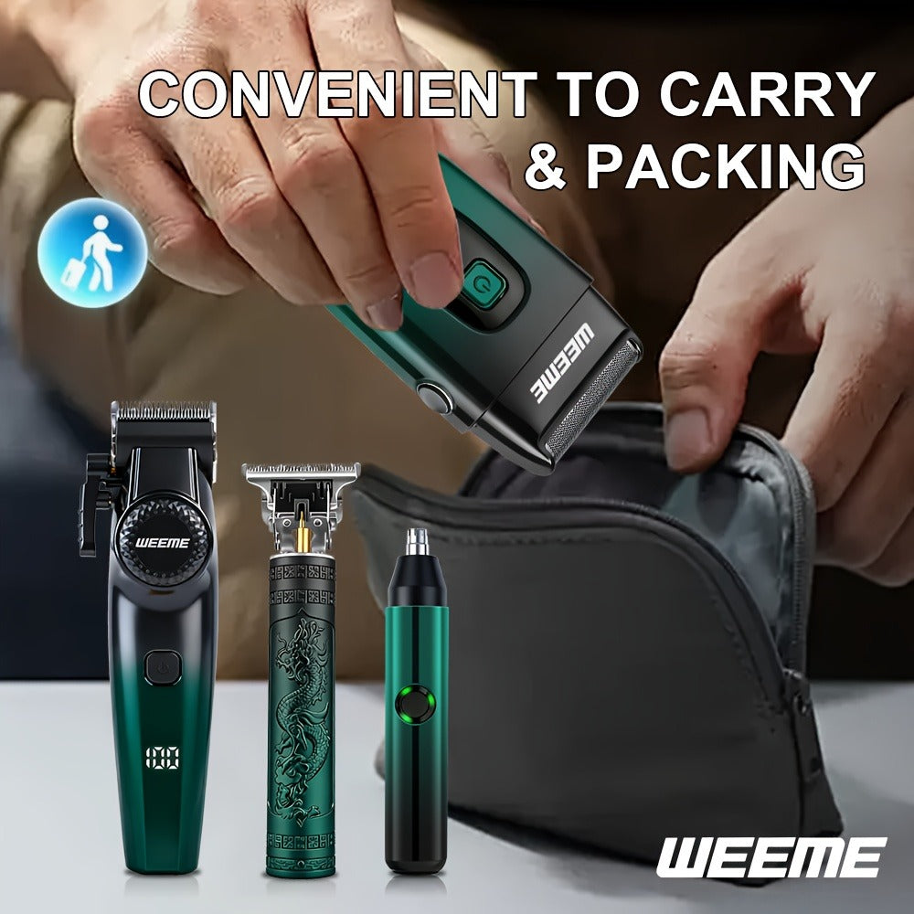 Hair Cutting Set 4pcs Professional - Electric Hair Clipper, Electric Shaver, T-Blade Trimmer & Nose Hair Trimmer, Gradient Green Gift Box, Precise Grooming Kit for Home Use & Gift - product image 6