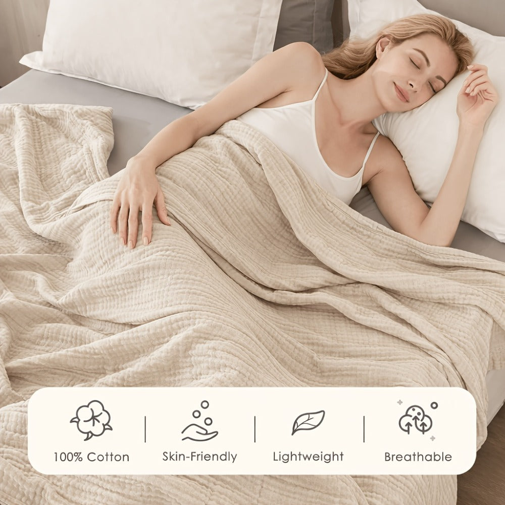 Muslin Blanket 100% Cotton 6-Layer – Breathable Soft Gauze Throw for Couch & Bed, All Season, Machine Washable, 13 Colors, 5 Sizes - product image 2