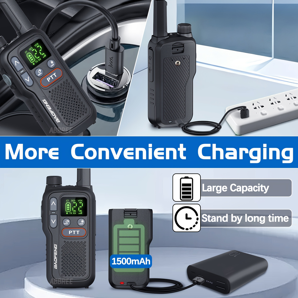 FRS Two Way Radio Rechargeable | BAOFENG BF-T18 Walkie Talkies Long Range with NOAA Weather Alert | VOX Hands-Free | 1500mAh USB-C Battery | LED Flashlight - product image 6