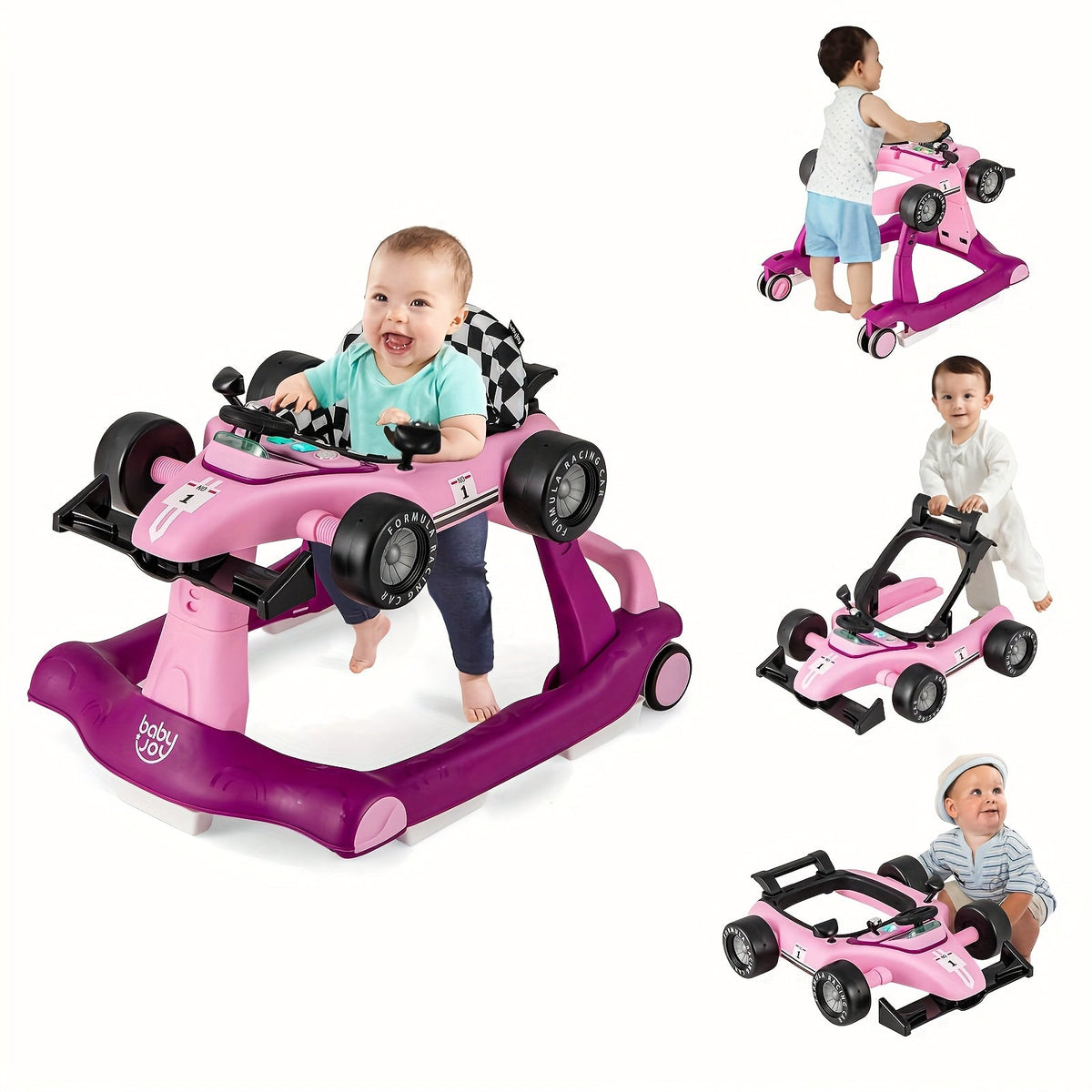 4-in-1 Collapsible Baby Walker with Activity Toy Tray & Adjustable Height – Sit-to-Stand Push Walker for Infants & Toddlers, Removable Washable Seat Pad, Safe - product image 19