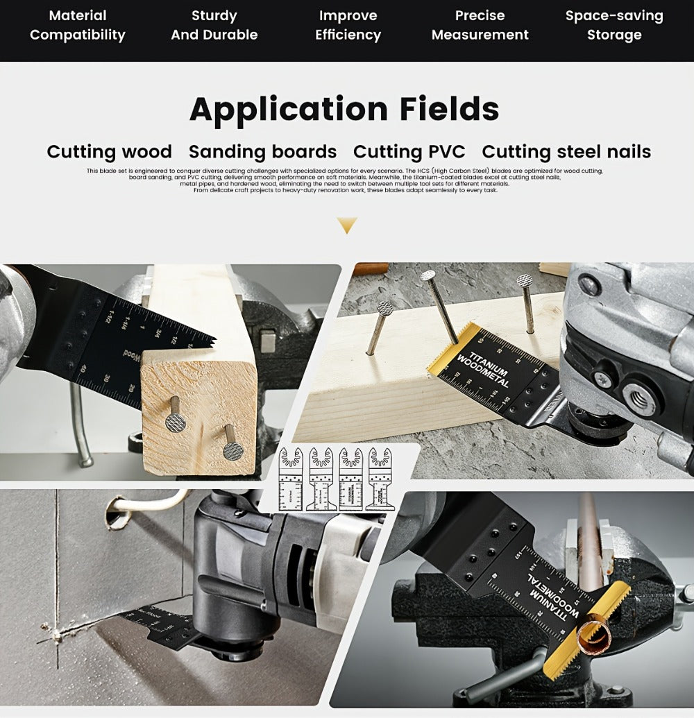 Titanium Oscillating Multi Tool Blades Universal Quick Release Saw Blades Set for Cutting Metal Nails Wood Plastic Compatible with Major Brands 18 28 50 Piece Options - product image 15