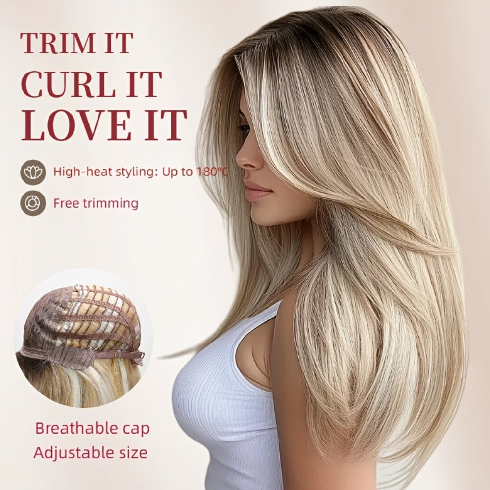 Heat Resistant Synthetic Wig Long 24 Inch 6 Colors Dark Brown Ivory Light Golden for Women Daily Wear Party Holiday Beginner Friendly Natural Look - product image