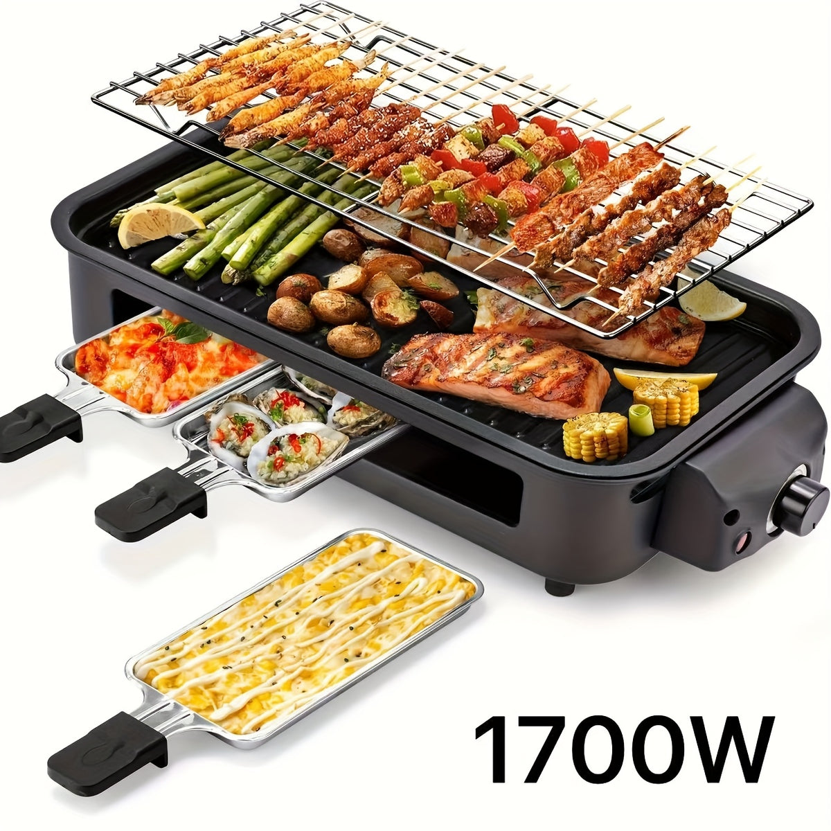 Smokeless Electric Grill | Indoor Grill with Removable Non-Stick Plate, 1700W, Portable BBQ Grill, Electric Griddle, Stainless Steel, Dishwasher Safe, Perfect - product image 7