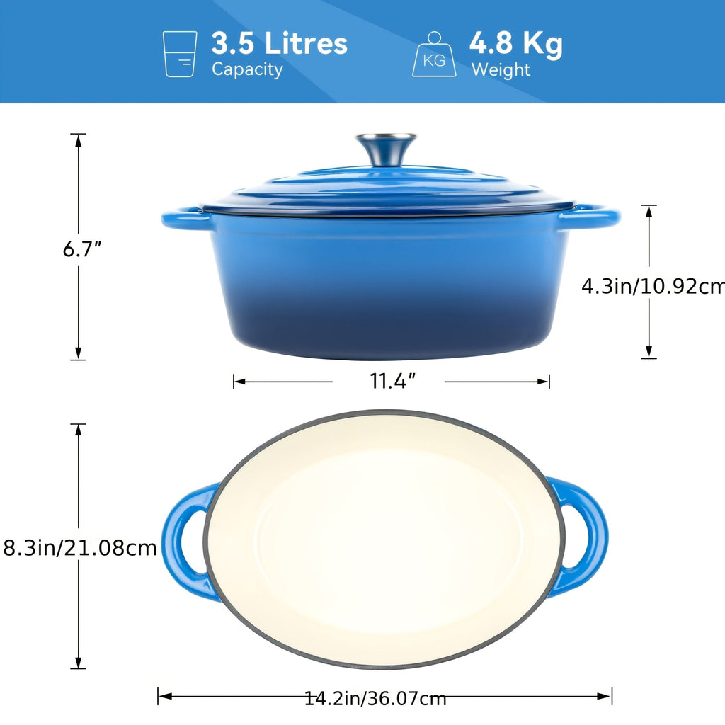 Enameled Cast Iron Dutch Oven with Lid & Dual Handles | Non-Stick Enamel Coating, Lightweight & Portable, Multifunctional for Bread Baking Daily Cooking Home - product image 2