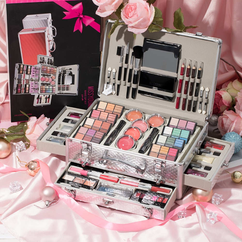106-Piece Luxury Makeup Gift Set Complete Full Face Beauty Kit – Eyeshadow Palette Lipstick Lip Gloss Blush Mascara Eyeliner Concealer Loose Powder & 10 Marble Brushes for Women Be - product image 10