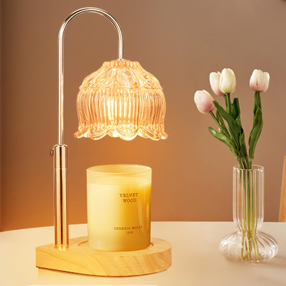 Candle Warmer Lamp Adjustable Height Dimmable Flameless Scented Wax Melt Vintage Iron Tabletop Light with Timer 120V Plug-In for Home Decor Bedroom Living Room Mother's Day Christm - product image