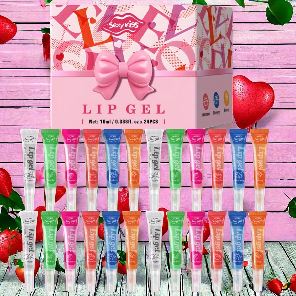 Lip Balm Set 24 PCS Luxury Gift Box Moisturizing Glossy Lip Gel Collection Hydrating Healing Chapped Lips Long Lasting Nourishing Lip Care Kit for Women Girls Birthday Christmas Va - product image