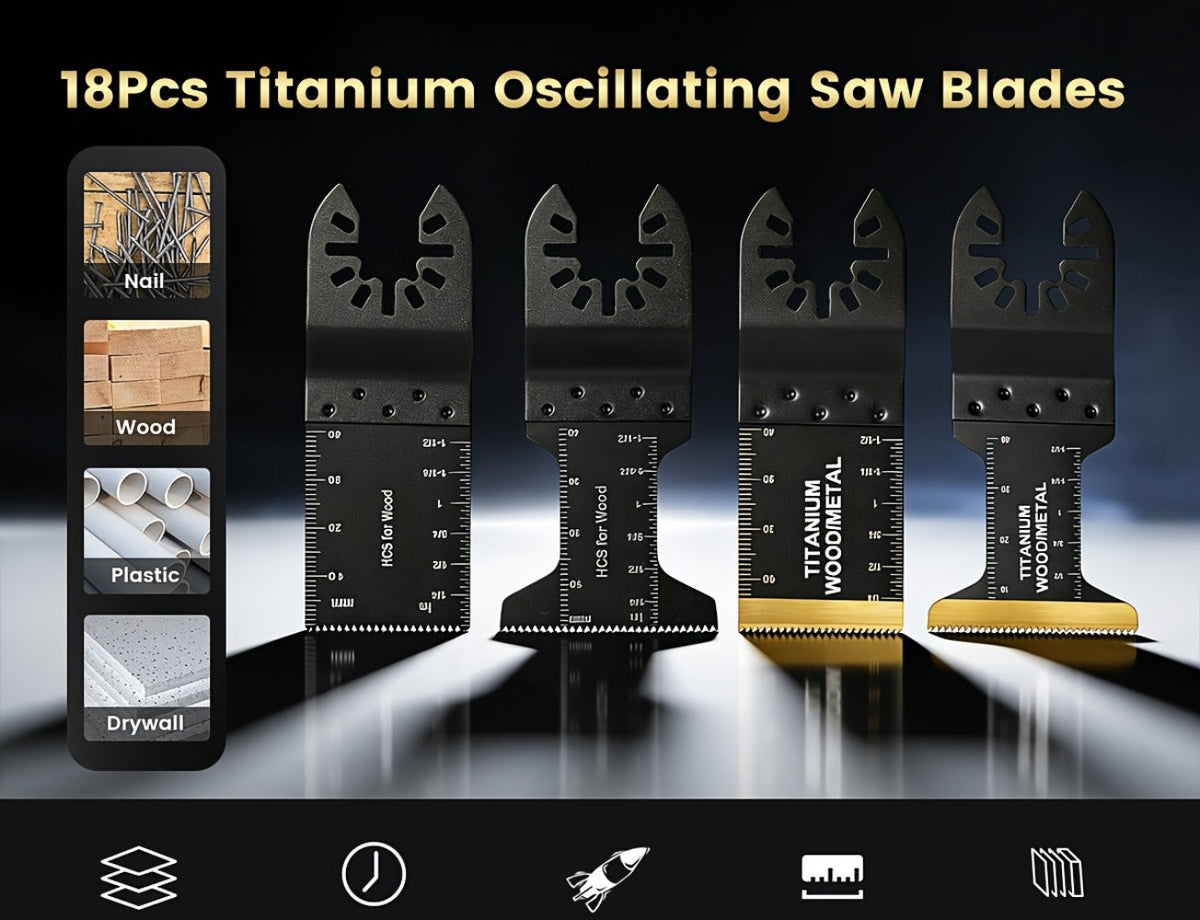 Titanium Oscillating Multi Tool Blades Universal Quick Release Saw Blades Set for Cutting Metal Nails Wood Plastic Compatible with Major Brands 18 28 50 Piece Options - product image 14