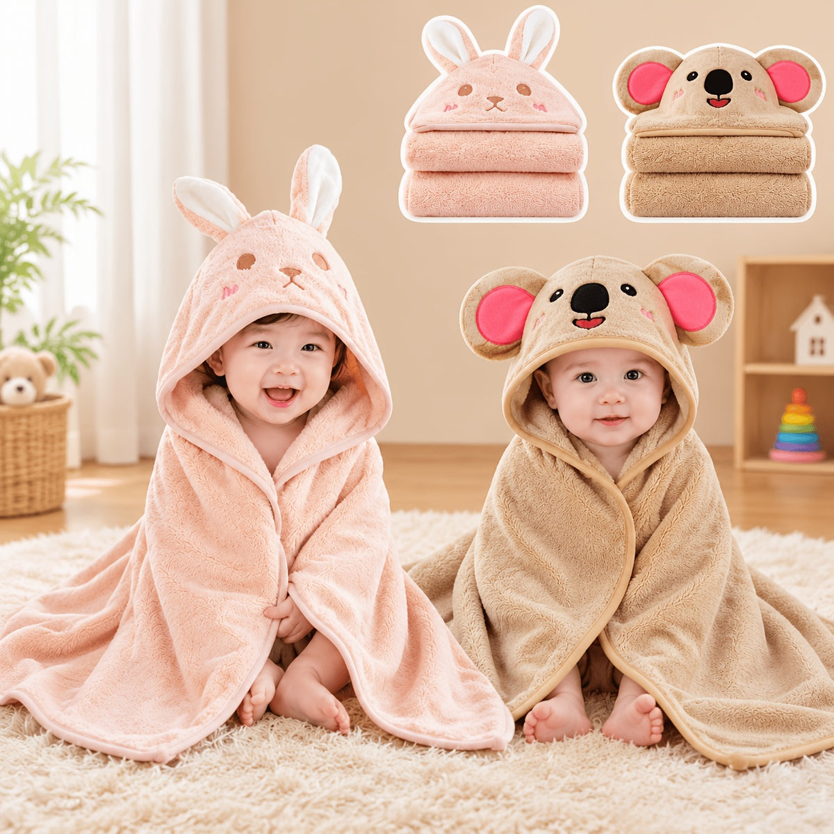 Large Jumbo Baby Towels & Swaddles Suitable for Newborns, Infants, Toddlers - Dual-Purpose Soft Absorbent Towels with Print, /Grey///, Hand Wash Care for Boys - product image 6