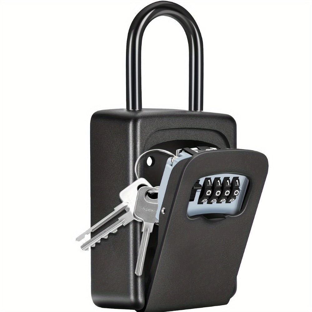 Wall-Mounted Key Lock Box with Resettable Password - Waterproof Outdoor Key Safe Box, Security Lock Box for Home Garage Garden Office Store, Heavy Duty Metal Construction, Black - product image 3
