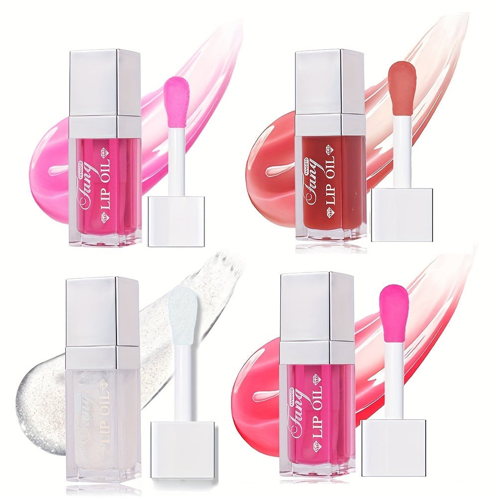 Glossy Lip Oil Set 4 Pack Moisturizing Plumping Transparent Volumizing Lip Treatment Non-Sticky Long-Lasting Lip Gloss Oil for Soft Hydrated Fuller Lips Women Girls - product image 4