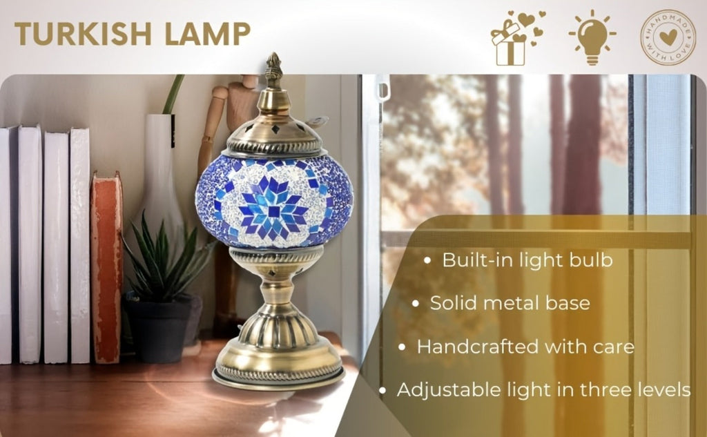 Turkish Moroccan Mosaic Table Lamp Handmade Crystal Glass Spherical Shade 3-Color Adjustable Bedside Night Light Metal Base Bulb Included for Bedroom Living Room Boho Home Decor Gi - product image 10