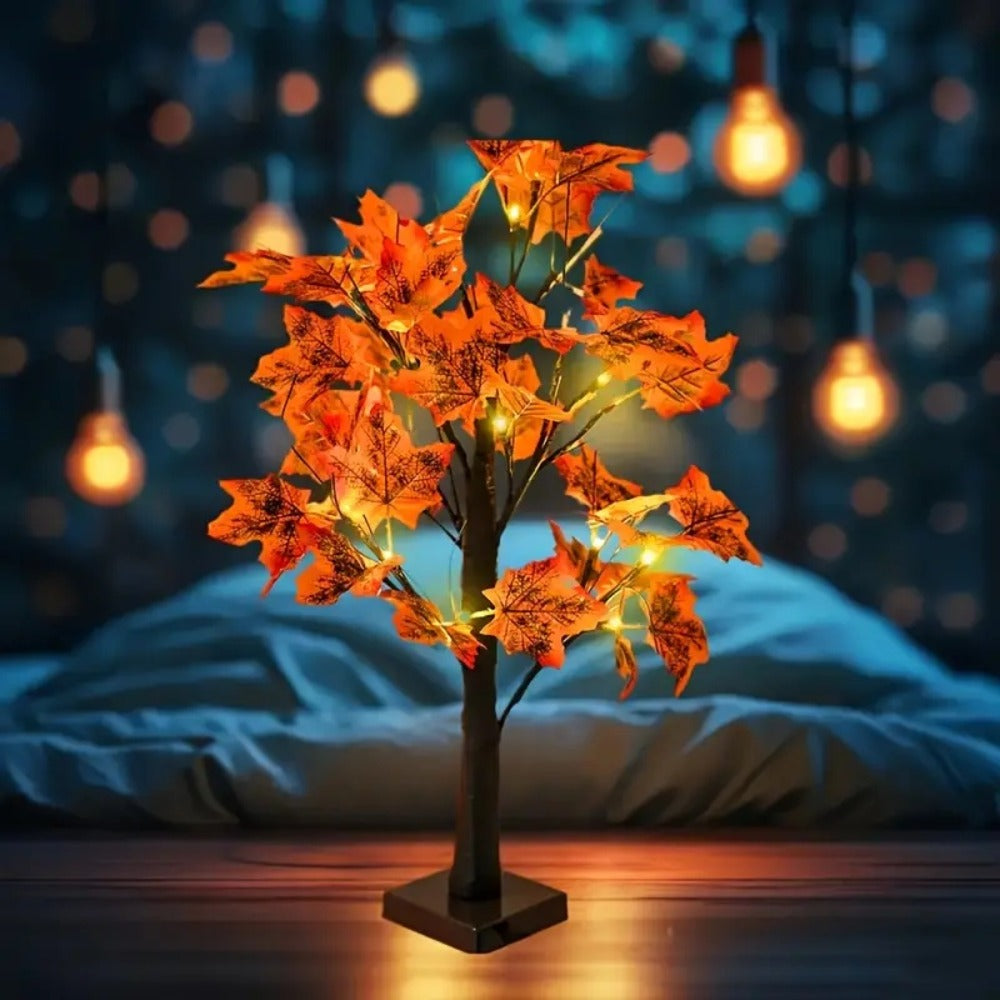 LED Maple Leaf Tree Table Lamp 2 Pack - 21 Inch Battery Powered Artificial Tree Light for Home Room Balcony Thanksgiving Christmas Fall Autumn Decor Indoor Festival Decoration - product image 2