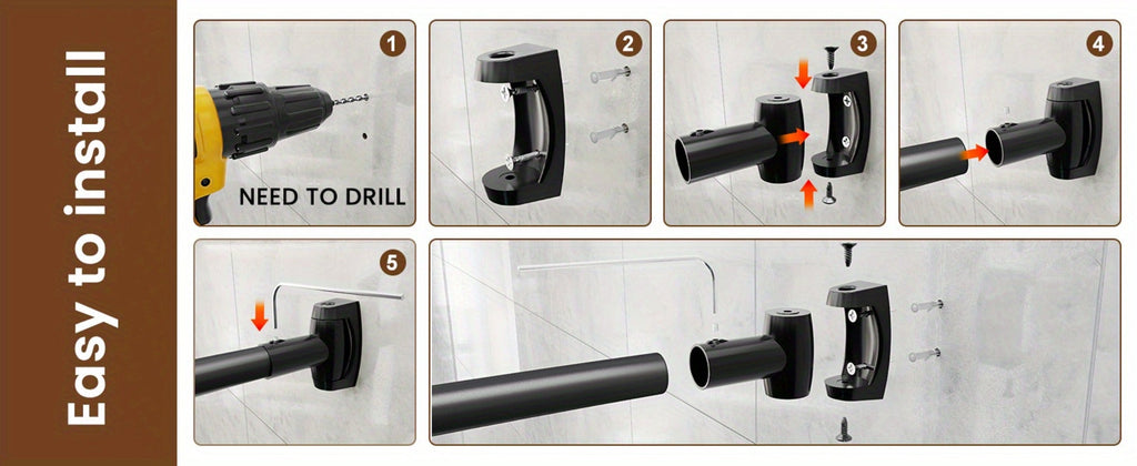Curved Shower Curtain Rod Adjustable 43-72 Inch - Rustproof Aluminum Tension Mount No Drilling Extra Space Shower Rod for Bathtub Stall | Black Bronze Chrome Brushed Nickel | Bathr - product image 21