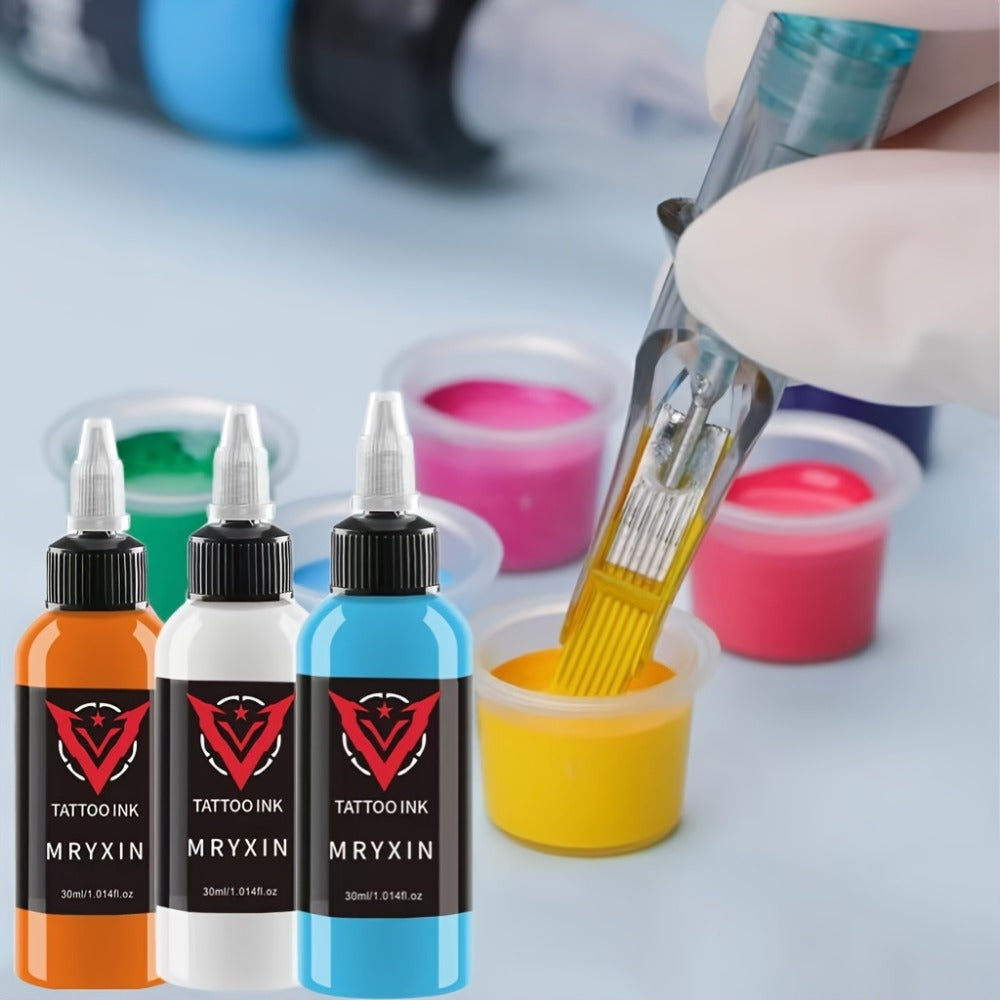 Tattoo Ink Set 14 Colors 1oz Per Bottle Premium Long-Lasting Fragrance-Free Vibrant Pigment Skin-Safe Body Art Ink for Outlining Shading Color Packing Tattoo Artists & Beginners - product image 4