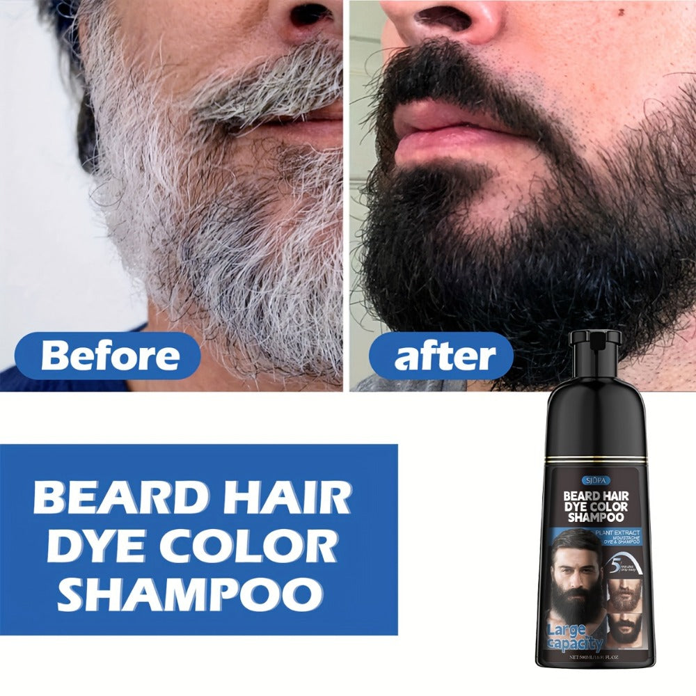 Men's Black Beard Dye 3-in-1 Hair & Beard Color Kit - Fast Blackening in 10-15 Minutes, Nourishing Skin-Safe Formula, Natural Look, Gray Coverage, Extra Large 500ml / 16.91oz - product image 2