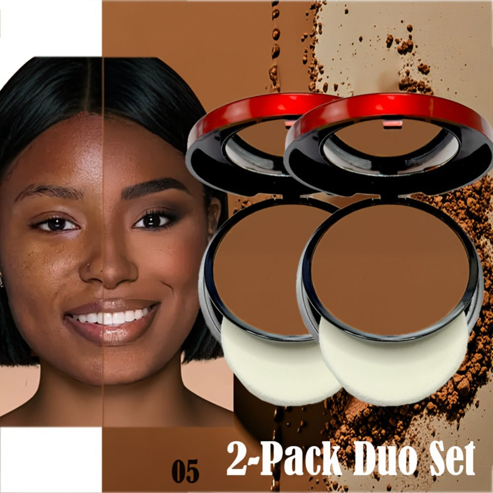 Pressed Powder Foundation Contour Matte Ful1l Coverage Oil Control Waterproof | 6 Shades Light to Dark | Blending Puff Included | 1-Pack & 2-Pack Duo Set Available - product image 9