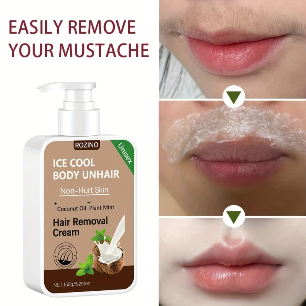 Hair Removal Cream Coconut 150g Painless Semi-Permanent Depilatory – Gentle Non-Irritating Formula for Face Lip Underarm Legs Arms & Bikini Area, Up to 6 Month Smooth Skin Results  - product image 4