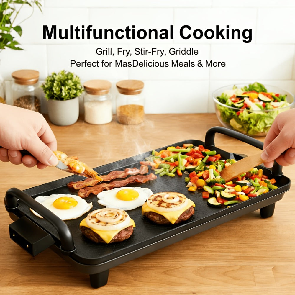 Electric Griddle with Non-Stick Coating - Large Submersible Cooking Surface, Make 15 Eggs at Once, Hassle-Free Cleanup, 2 Sizes Available - Perfect for Breakfast, Pancakes & Family - product image