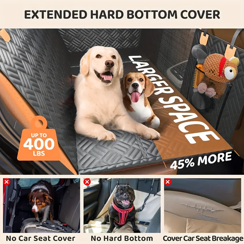 Heavy Duty Car Seat Cover for Dogs Supports 400 lbs, Waterproof Backseat Hammock Bed for SUVs Trucks & Most Cars, Full Coverage with Mesh Window & Storage - product image 5