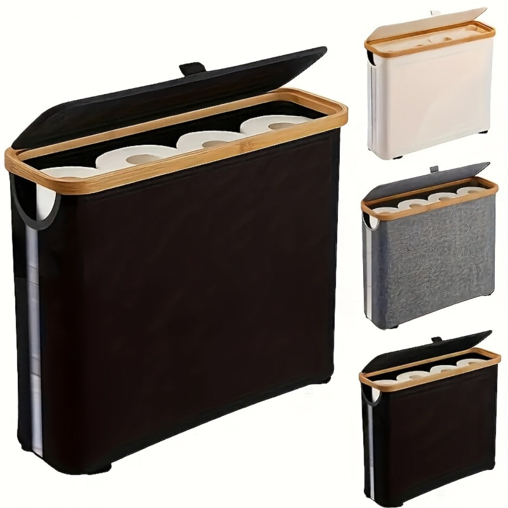Bamboo Toilet Paper Holder Freestanding Bathroom Storage Organizer Holds 12 Rolls Tissue Roll Dispenser Modern Slim Design for Bathroom Bedroom Laundry Room Tissue Accessories Stor - product image