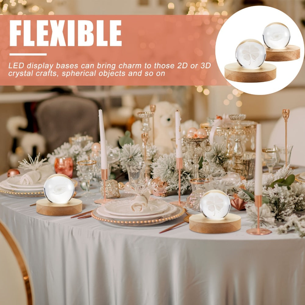 LED Light Base Wooden Display Stand 16 Pack USB Powered Warm White Light Base for 3D Crystal Glass Resin Art Trophy Figurine Night Light Display Pedestal Party Favor Gift Wood Colo - product image 5
