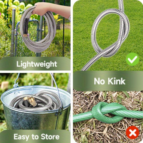 Stainless Steel Metal Garden Hose | Kink-Free, 10-Function Nozzle, Brass Fittings – 10FT to 150FT - product image 8