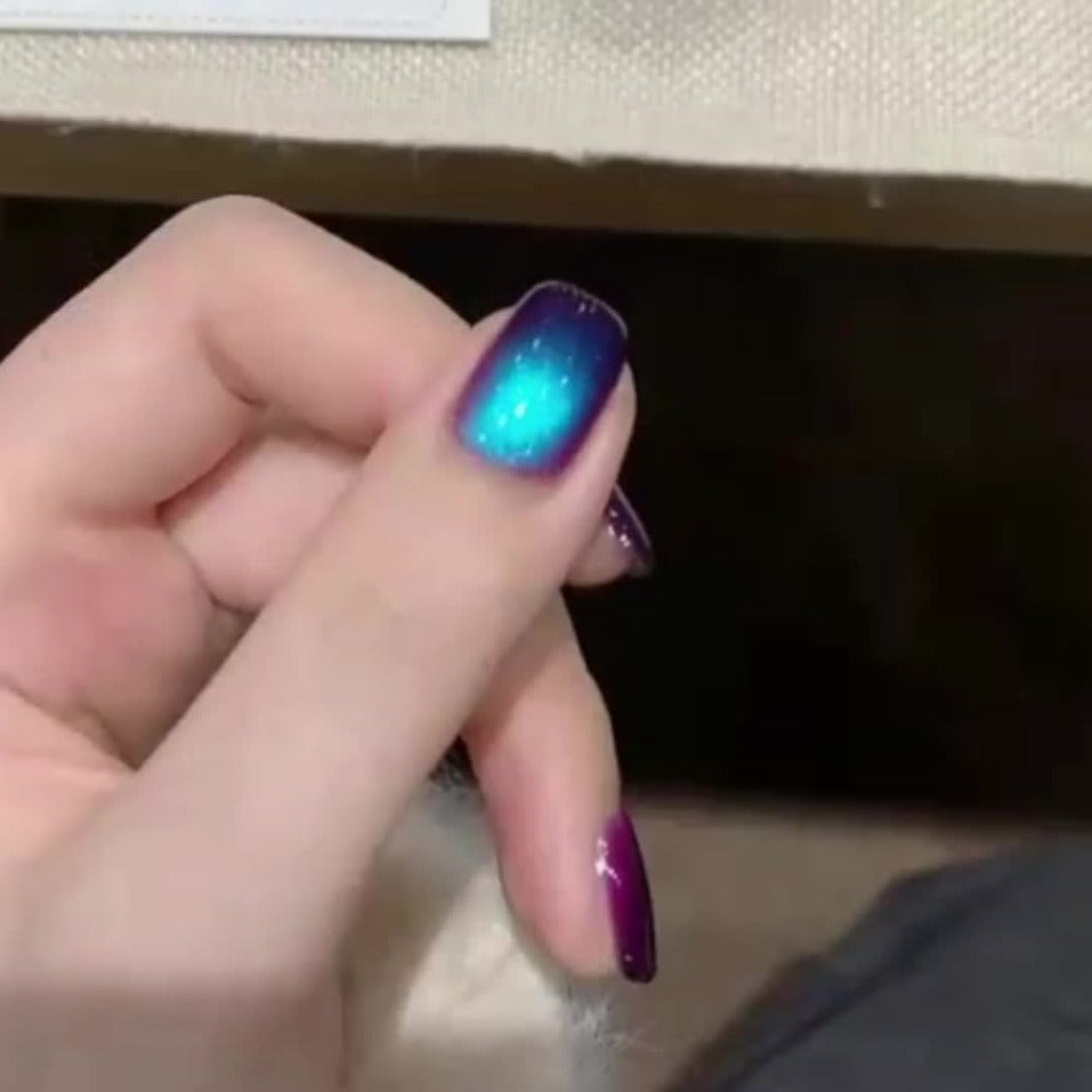 Cat Eye Magnetic Gel Nail Polish 10ml - Blueberry Glitter Purple Blue Glass Bead Sparkling Effect, UV LED Semi-Permanent Gel Varnish with Magnetic Stick, DIY Salon Nail Art - product image 13