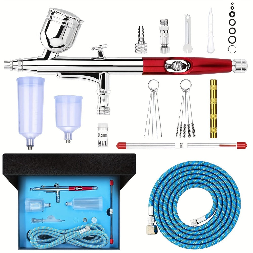 Airbrush Kit Dual-Action Gravity Feed — 0.3mm & 0.5mm Needle Sets, 7cc 20cc 40cc Cups, Complete Air Brush Gun Set for Nails, Makeup, Cake Decorating, Tattoo & Model Painting - product image